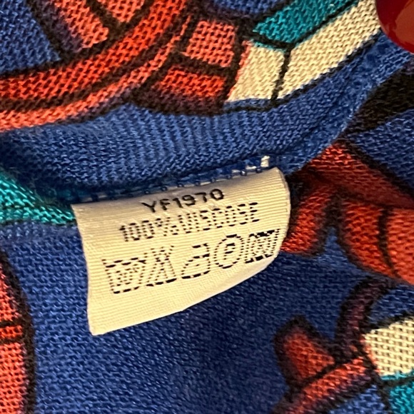 SCARF Blue Sheer Bias Cut Two Tone Blue Circles Pom Poms Ruffle Artsy Casual - Picture 10 of 12